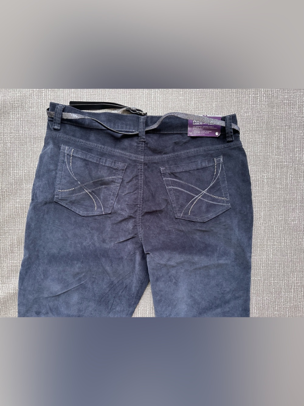 Gloria Vanderbilt Amanda Corduroy Pants Women's 16 Gray Classic Fit Straight NWT - Picture 4 of 14